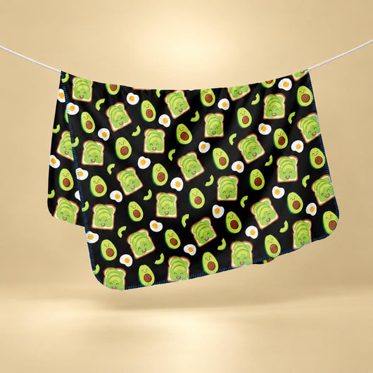 Black Avocado Toast & Egg Blanket - Funny Avocado Minky Fleece Blanket - Cute Gift for Avocado Toast Lover - [Small / Medium / Large]