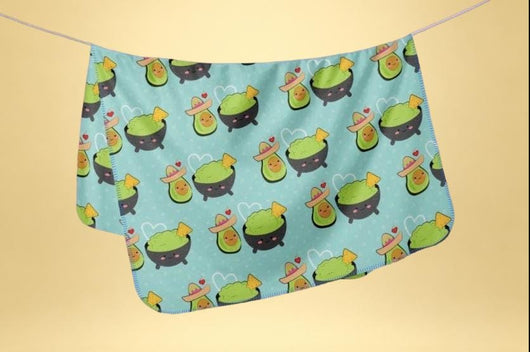 Cute Chips and Guacamole Blanket - Mexican Food Guacamole Minky Fleece Blanket - Cute Gift For Avocado Lovers- [Small / Medium / Large]