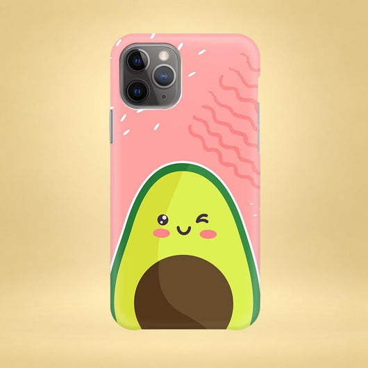 Cute Kawaii Winking Avocado iPhone Case - Multiple Case Sizes Available - Avocado Phone Cover, Avocado iPhone Case