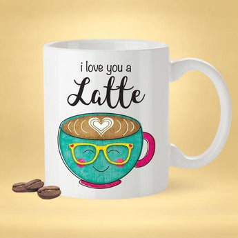 I Love You A Latte Lovers Mug - [Gift Idea For Him or Her - Makes A Fun Present] I Love You Coffee Mug