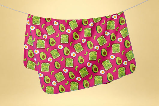 Pink Funny Avocado Toast & Egg Blanket - Breakfast Lover Minky Fleece Blanket - Cute Gift for Avocado Toast Lover - [Small / Medium / Large]
