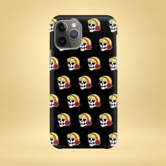 Black Floral Skull iPhone Case - Multiple Case Sizes Available - Horror, Gothic, Scary, Spooky iPhone Cover, Halloween iPhone Case