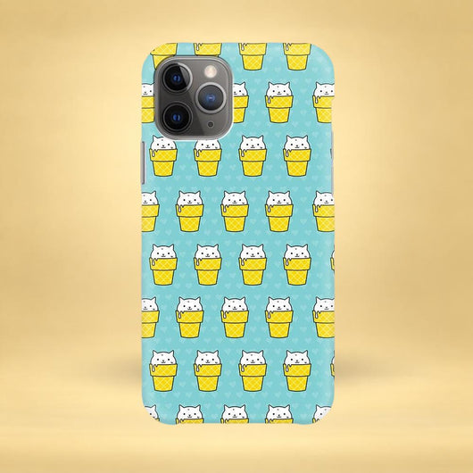 Green Ice Cream Cat iPhone Case - Multiple Case Sizes Available -Kawaii iPhone Cover, Dessert iPhone Case