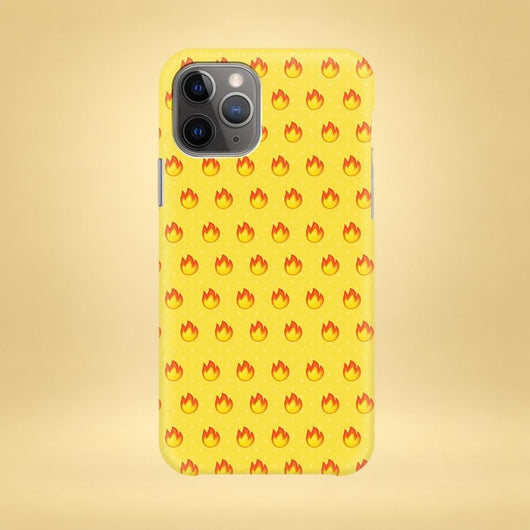 Yellow Fire Emoji iPhone Case - Multiple Case Sizes Available - Flame iPhone Cover, Fire iPhone Case