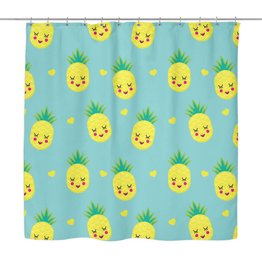pinapple smile heart shower curtain