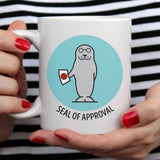 Free Shipping Worldwide - Seal of Approval - Cute Seal Mug [Gift Idea - Makes A Fun Present / Teacher Gift [Blue & Green]