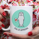 Free Shipping Worldwide - Seal of Approval - Cute Seal Mug [Gift Idea - Makes A Fun Present / Teacher Gift [Blue & Green]