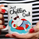 Just Chillin' Polar Bear Cute Coffee Mug  [Gift Idea - Makes A Fun Present - Gift For Her - Gift For Him]