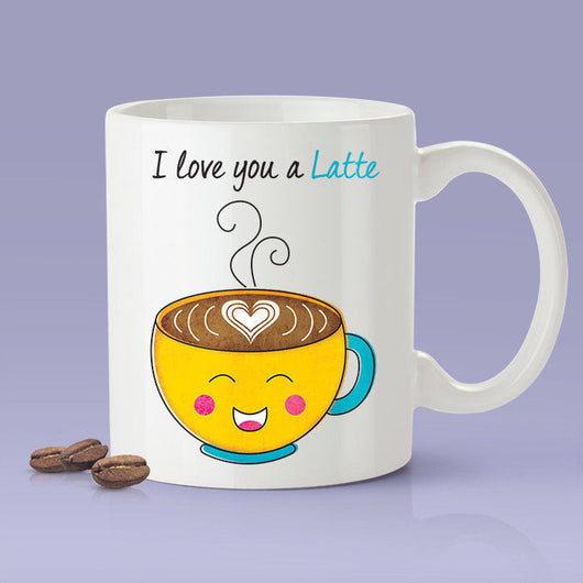 I Love You A Latte Lovers Mug - Yellow Happy Coffee - [Gift Idea For Him or Her - Makes A Fun Present] I Love You Coffee Mug