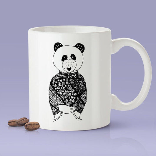 Hipster Panda Coffee Mug  [Gift Idea - Makes A Fun Present] Black & White