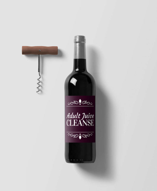 Free Shipping Worldwide - Adult Juice Cleanse Wine Bottle Label - Makes A Fun Gift - Fits Most Wine Bottles [Set of 6]