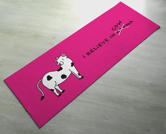 Free Shipping Worldwide - I Believe In Cow-Ma - Cute Cow Karma Yoga Mat - [Gift Idea / Fun Present] Exercise Mat / Bitilasana