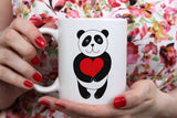 Panda Love Red Heart Coffee Mug  [Gift Idea - Makes A Fun Present] Blue