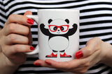 Pumped Up Kicks Panda Love Red Heart Coffee Mug  [Gift Idea - Makes A Fun Present] Blue