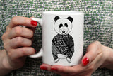 Hipster Panda Coffee Mug  [Gift Idea - Makes A Fun Present] Black & White