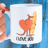 Free Shipping Worldwide - Australia - I Love You -  Kangaroo Surfer Mug  [Gift Idea For Him or Her - Makes A Fun Present] I Love You