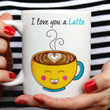 I Love You A Latte Lovers Mug - Yellow Happy Coffee - [Gift Idea For Him or Her - Makes A Fun Present] I Love You