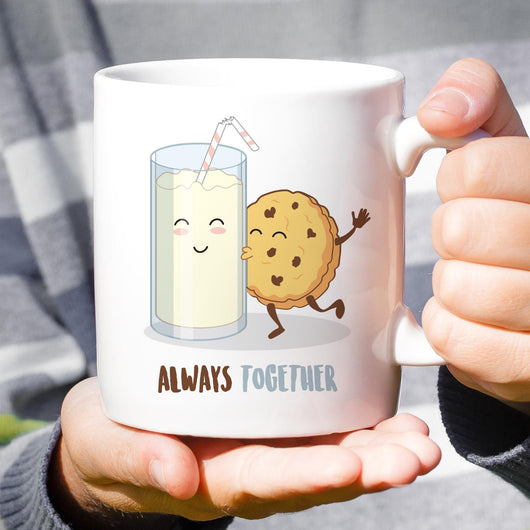 Milk & Cookies - Always Together Love Mug [Gift Idea - Makes A Fun Present] [For Him / For Her] Cute Couple Mug