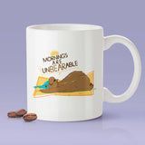 Free Worldwide Shipping - Mornings Are Unbearable Cute Coffee Mug - Sleeping Bear Hibernating  [Gift Idea - Makes A Fun Present]