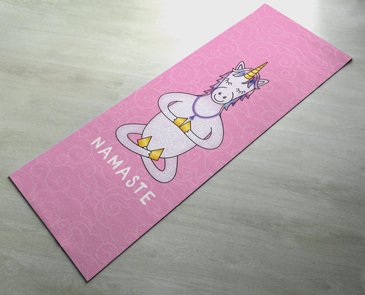 Light Pink - Unicorn Namaste Yoga Mat - Cute Unicorn Yoga Mat  - Practice Yoga In Style [Gift Idea / Fun Present] Exercise Mat