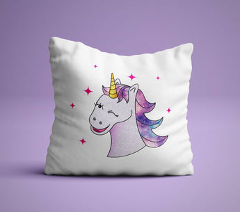 Wink Magical Unicorn - The Perfect Bedroom Pillow For Unicorn Lovers - Cute Decorative Pillow 18x18 inches