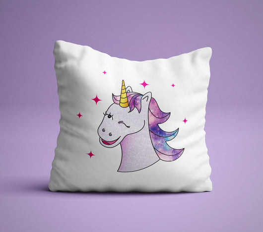 Wink Magical Unicorn - The Perfect Bedroom Pillow For Unicorn Lovers - Cute Decorative Pillow 18x18 inches