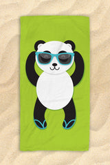 Panda Beach Towel [Blue / Yellow / Green] -  Cute Panda Towel - 30”x60”