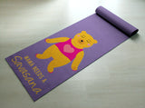 Cute Yoga Mat - Purple mat, Bear Savasana  - Non slip & thick material - Gift for Yogini