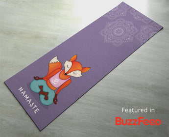 Free Shipping Worldwide - Free Shipping Worldwide - Funny Yoga Mat - Cute Orange Fox Namaste -  Thick & Sticky - Yoga Gift for Yogi/Yogini