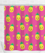 Free Shipping! Pineapple Happy Heart Shower Curtain [Gift Idea / Fun Present] Bathtub Curtain - Fruit Shower Curtain