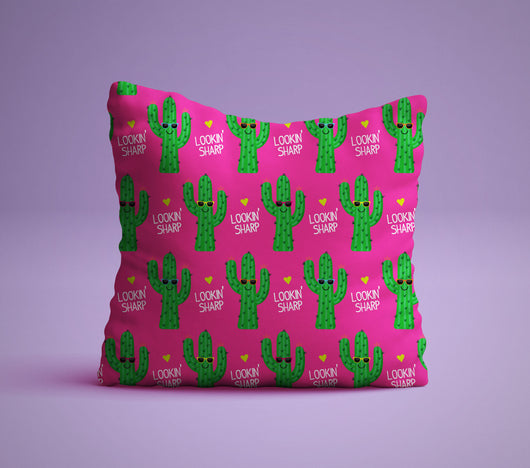Free Shipping Worldwide - Lookin Sharp Cactus Pillow With Hearts -  Cactus Lovers Pillow -  18x18 inches