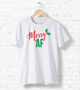 Merry AF Tee - Ugly Christmas Shirt - Holiday Tee Shirt - Cute Holiday Tee