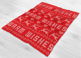 Holiday Print Cozy Blanket - Fleece Blanket - Warm Wishes  - [Small / Medium / Large]
