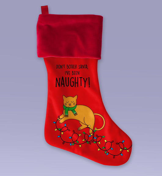 Don't Bother Santa I've Been Naughty - Cute Christmas Stocking - Makes a Great Christmas Present - Sublimated Christmas Stocking 12x9 Inch