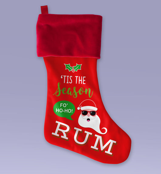 Tis The Season For Rum - Cute Christmas Stocking - Makes a Great Christmas Present - Sublimated Christmas Stocking 12x9 Inch