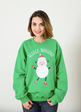 Fleece Navidad Sheep Ugly Christmas Sweater Crewneck - Holiday Sweater
