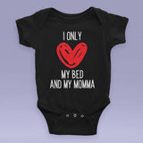 I Only Love My Bed And My Momma - God's Plan - Drake Parody White Baby Onesie / Bodysuit / White & Black