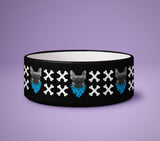 Dog Bowl - Skull & Bones - Puppy Present - Cute Printed Dog Pet Bowl - Dog Cartoon Design