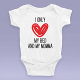 I Only Love My Bed And My Momma - God's Plan - Drake Parody White Baby Onesie / Bodysuit / White & Black