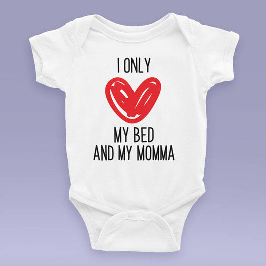 I Only Love My Bed And My Momma - God's Plan - Drake Parody White Baby Onesie / Bodysuit / White & Black