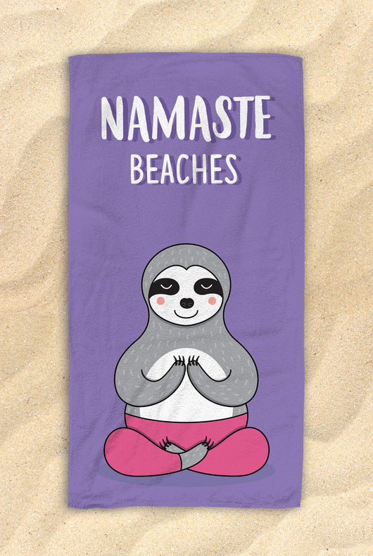 Namaste Beaches -  Cute Fox Yoga Themed Beach Towel  - Hit The Beach In Style [Gift Idea / Fun Present] Fox Gifts 30”x60”