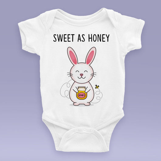 Sweet As Honey - Bunny Onesie / Bodysuit - Cute Bunny Themed Baby Gift