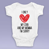 I Only Love My Crib And My Momma - God's Plan - Drake Parody Black Baby Onesie / Bodysuit - Heart Pattern