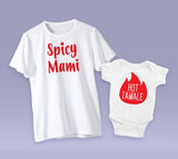 Spicy Mami, Hot Tamale Baby Giftset - Baby Onesie Hot Tamale, Spicy Mami Tee-Shirt Inspired by Cardi B "I Like It"