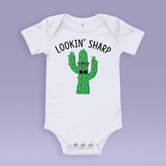 Looking Sharp Cute Cactus Baby Bodysuit - Green & White - Cute Baby Gift