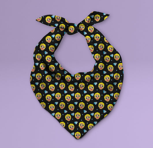 Triangle Cardi B Themed Pet Bandana - Dog Scarf or Cat Scarf - Cute Diamond and Cardi Print