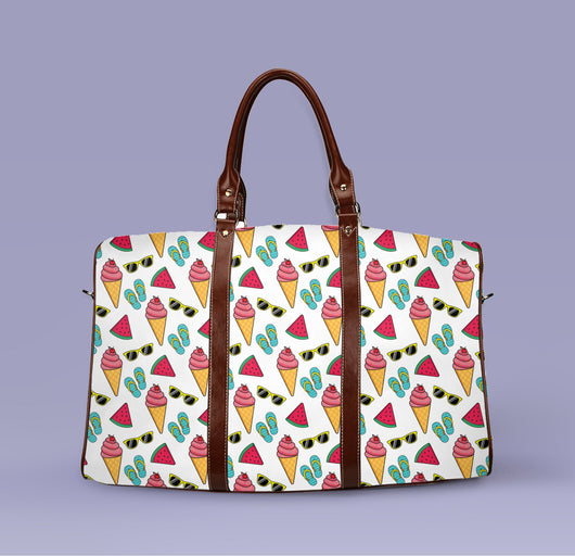 Ice Cream & Sunglasses Travel Bag - White Duffel Bag