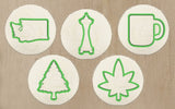 Washington State Cookie Cutter Pack - Weed Cookie Cutter, Washington Cookie Cutter, Coffee Cup Cookie Cutter, Evergreen Tree Cookie Cutter
