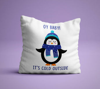 Oy Baby! It's Cold Outside  - Hanukkah Pillow - White Holiday Pillow - Cute Holiday Pillow - Great Hanukkah Gift