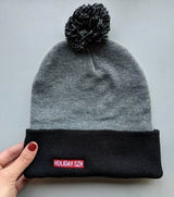 Holiday SZN - Holiday Season - Holiday Beanie - Black / Gray  Winter Pom Beanie Hat - Christmas SZN